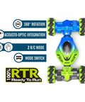 Top view of Gesture RC Car 2.4GHz 4WD with lights, 360 rotation, and mode switch, designed for kids ages 6-12.