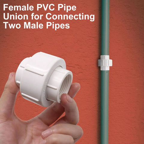 Holding 3/4 Inch PVC Pipe Union Fittings Set With Female Thread Couplings, 4 Piece Built Tough Heavy Duty PVC Connectors