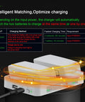 Two Way Charging Hub For Flip Drone That Lets You Power Two Batteries At Once with LED indicators, vertical use shown