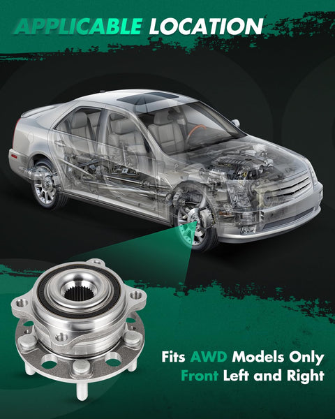 Wheel Bearing Hub Assembly For Hyundai Santa Fe And Kia Sorento - Fits 2015-2019 Santa Fe 2.0L 2.4L 3.3L, 2016-2019