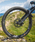 E-bike with Disc Brake Rotor 203 Mm MDR P With Dovetail Interlink Technology on mountain trail