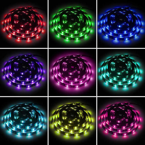 Battery Powered RGB LED Strip Lights 2M Long With 3 Button Controller Waterproof Rope Lights Color Changing lit in various colors