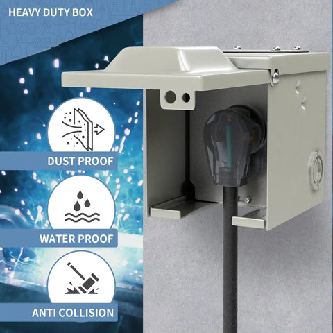 Heavy Duty 50 Amp 250 Volt NEMA 6 50R Welding Outlet Box Enclosed Lockable Weatherproof Outdoor Electrical Cabinet