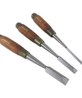 Top Tier Japanese Style Dovetail Chisel Set Built Heavy Duty With Chrome Manganese Steel Hardened To Rc Fifty Nine sharp edges for woodworking.