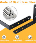 Heavy Duty L Shelf Brackets 5 By 3 Inch Badass Matte Black Floating Wall Mount Kit showing rust-proof stainless steel brackets.