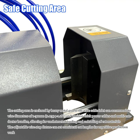 Heavy Duty Pneumatic Wire Cable Cutting Machine With 50Mm Stroke And 110V Ac Power For Clean剪切 of large diameter cables in safe cutting area.