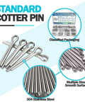 230Pcs Cotter Pins Set In 12 Sizes, 304 Stainless Steel Split Pin Fasteners Assortment Kit Includes M1.5x16, M1.5x25, M2x16, M2x25, packaging close-up