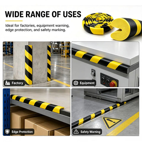Self Adhesive L Shaped Foam Corner Protector High Density Anti Collision Edge Guard With Yellow Warning in various uses