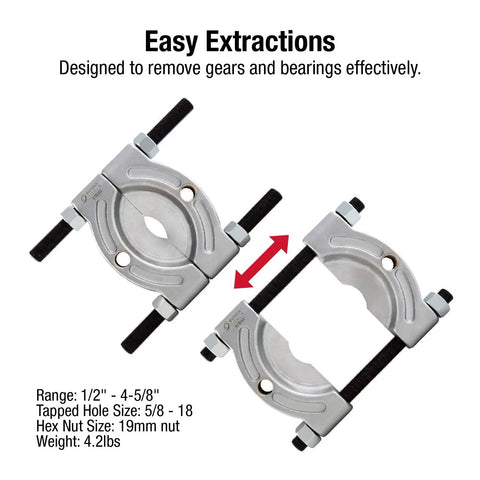 Bearing Separator And Splitter Tool For Gears And Bearings, 1/2 Inch To 4-5/8 Inch, alloy steel with angled edges in action.