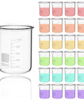 Twenty Pack 100 Milliliters Glass Beakers Set, Heavy Duty Borosilicate Lab Beakers With Printed Measurements, Bulk Quantity for Lab
