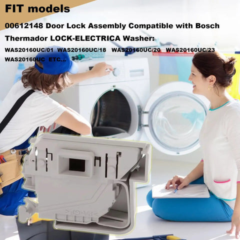 Door Lock Assembly For Washer Electric Lock Replacement 00612148, white plastic washer door lock with model fit text