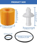 Toyota Camry 2010-2017 6 Pack Engine Oil Filter Kit with dimensions for Avalon RAV4 Highlander Sienna Tacoma Lexus ES350 RX350