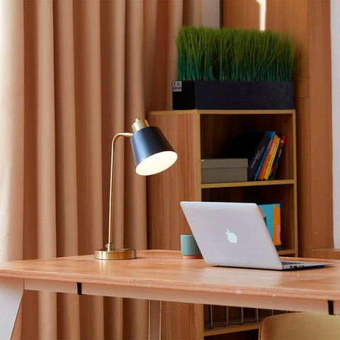18 Inch Matte Brass Desk Lamp With Matte Black Shade, Adjustable Pivot For Precise Reading And Desk Work, Dope Sleek Modern Mid Century Style Lighting For Home Office Or Nightstand on desk
