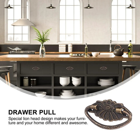 Antique Alloy Drawer Ring Pull Handles For Cabinets Dressers And Wooden Boxes With Screws, Vintage Door And Wardrobe Accessories