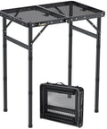 Folding Grill Table For Camping And BBQ, Aluminum Outdoor Table With Adjustable Height Up To 27.5 Inches, Lightweight And Portable, Black.