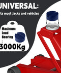 Blue Floor Jack Pad Universal Jack Stand Rubber Pinch Protector Car Adapter Kit 2 Pack 3 Ton Capacity For Cars SUVs Trucks Sedans MPVs Pickups Oil Change And Tire Repair Must Have Tool on a red floor jack.