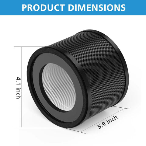 2 Pack Replacement Filter Set For TT-AP001 And VAVA VA-EE014 Air Purifiers showing product dimensions of 4.1 x 5.9 inches