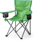 Anytime Chair For Camping And Outdoors, foldable and portable green chair with durable fabric, strong frame, two mesh cup holders