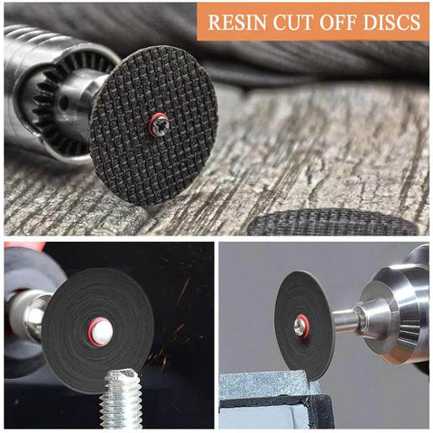 32 Piece Rotary Tool Accessories Kit Dremel Compatible With Cutting Wheels And Discs For Wood And Metal DIY Projects, resin cut off wheels close-up
