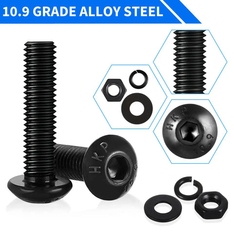 Close-up of Massive 1705 Piece Machine Screw Kit With Metric Bolts M2 M3 M4 M5 Nuts Lock Washers Hex Screws in Alloy Steel 10.9