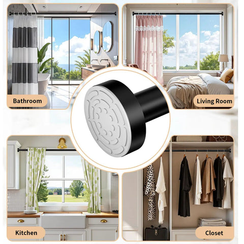 Black Stainless Steel Shower Curtain Rod 34 To 66 Inches Adjustable Tension Rod No Drilling No Rust Non Slip in home settings