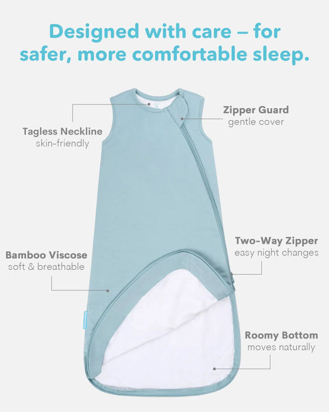 Soft Breathable Viscose Bamboo Sleep Sack For Babies 6 12 18 Months One TOG Wearable Blanket With Two Way Zipper Slate Color