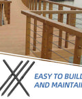 Pro Grade Stainless Steel Wire Rope Terminal Kit With Threaded Cable End Fittings For Sleek Stair And Balcony Railing Clean Look No Sweat Install Four Piece Set shown with black fittings on a wooden railing.