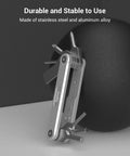 Compact Seven Tool Folding Set With Screwdrivers And Hex Keys For Photographers On The Go, Portable EDC Ready Silver Multi Tool Kit
