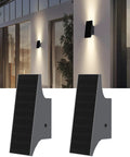 Rock Solid Solar Wall Lights With Up And Down Next Level Glow Built For Outdoor Patios featuring two solar sconces mounted to a wall.