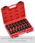 Fifteen Piece One Half Inch Drive Universal Impact Socket Set 6 Point Metric Ten To Twenty Four Millimeter Range With Flex Socket