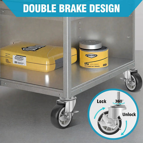 Beefy Three Inch Heavy Duty Stem Casters With Brakes Set Of Four Swivel Wheels For Carts And Equipment Grey