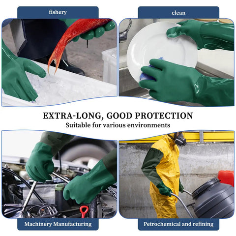 Two Pairs Of Chemical Resistant Long Rubber Gloves Heavy Duty Waterproof For Chemical And Acid Work 25 Inch Length product in diverse usage scenarios