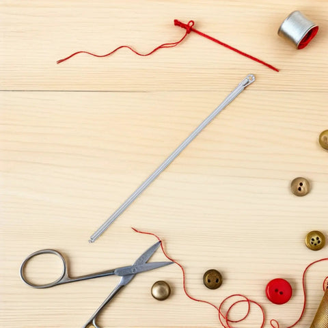 Elastic Drawstring Replacement Tool With Smooth Surface Iron Spring Needle Threader Clips 3 Pack For Pants And Jeans, Easy Threading For Sewing Kit DIY Projects, Go To Quick Threading Tool For Repairs, silver iron spring needle threader with red cord and sewing tools