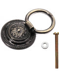 8 Pack Vintage Ring Pulls In Bronze Tone 37mm Diameter European Style Cabinet Dresser Drawer Hardware With 4mm Screws close-up