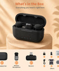 Mini Wireless Lavalier Microphone With AI Noise Cancellation, Dual Channel, 328ft Range, 36H Battery Case with accessories