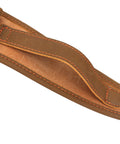 Close-up of the heavy duty canvas leather rifle sling with non-slip back, highlighting craftsmanship for outdoor shooting and hunting.