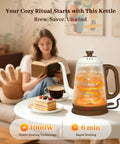 Gooseneck Electric Kettle For Pour Over Coffee And Tea, 1L Capacity, 1000W Fast Boil, 304 Stainless Steel BPA Free, Retro White Design