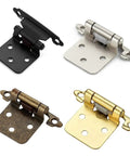 Self Closing Spring Cabinet Door Hinges with Screws Overlay Flush Hinge Set 2 Pieces Silver Finish for Kitchen and Bathroom Cabinets Easy Install No Drill Required