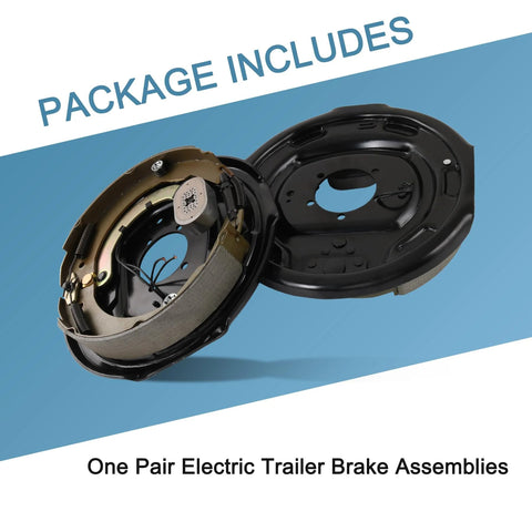 Front view of JDMSPEED 12x2 inch electric trailer brake assemblies, pair with backing plates
