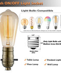 Heavy Duty Push On Off Light Socket With Medium Screw Base For Floor And Table Lamps Delivering No Sweat Operation And Rugged Antique Brass Housing UL Listed Twin Pack with compatible bulbs.