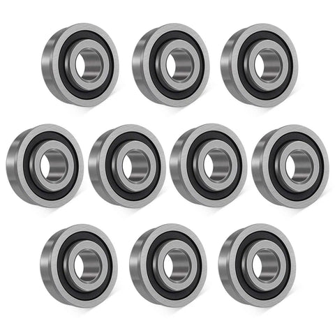 10 Pcs Flanged Ball Bearing Set Three Quarters Inch Inner Diameter And One And Three Eighths Inch Outer Diameter Lawn Mowers Wheelbarrows Carts Hand Trucks Replacement 532009040 AM118315 AM127304 10513 251210 Chromium Steel Built Roll Duty, 10 bearings