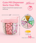 7 Compartment Pill Organizer For Travel With Anti Mix Design, Wide Mouth For Easy Access, BPA Free Patented Pill Container In Pink