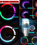Colorful 4 Pack LED Bike Wheel Valve Cap Lights Waterproof Tire Valve Stems Flashy Lights For Cars Bicycles And Motorcycles
