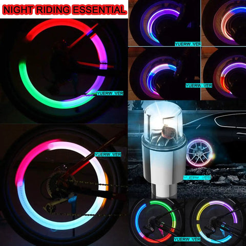 Colorful 4 Pack LED Bike Wheel Valve Cap Lights Waterproof Tire Valve Stems Flashy Lights For Cars Bicycles And Motorcycles