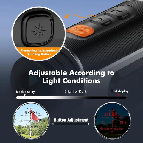 Dope Rangefinder With Slope And Flag Lock Vibration 1200 Yard Laser Range 7X Magnification Dimmable LCD interface