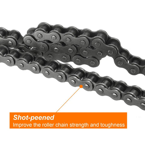 Number 50 Roller Chain 57 Links Three Feet Long Five Eighth Inch Pitch Carbon Steel Chain With Free Master Link close-up shot