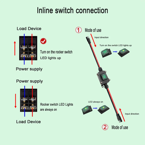 DC 12V Inline Toggle Switch Waterproof IP67 Rated 25A With 12AWG Wires Two Way Input Output Perfect For Automotive Marine RV DIY Projects Plug And Play Weatherproof On Off Power Control. Inline wiring diagram