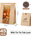 45 Pack Thick Sourdough Bread Bags With Tin Tie Tabs And Clear Window For Keeping Big Loaves Fresh, Sized 13.7 By 8.2 By 3.5 Inches