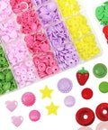 142 Sets Of Plastic Snap Button Fasteners No Sew DIY Snap Buttons 6 Styles Mixed Shapes Strawberry Sunflower Heart