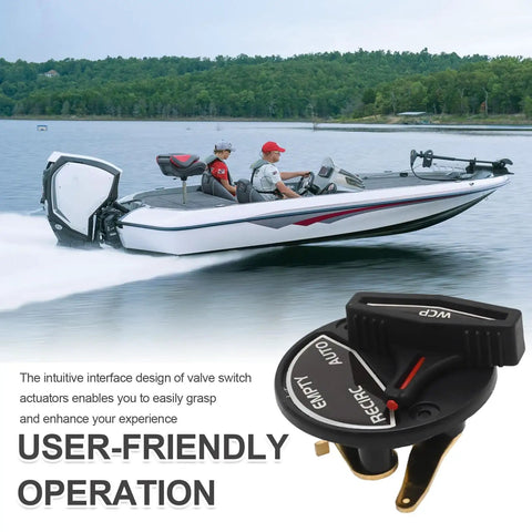 Valve Handle And Switch Actuator Replacement For Livewell Control On Ranger Boats Skeeter Bass Flat Boats Compatible With FlowRite Actuator System V3 Series Part 5900006 RK3 BW shown in use on a boat